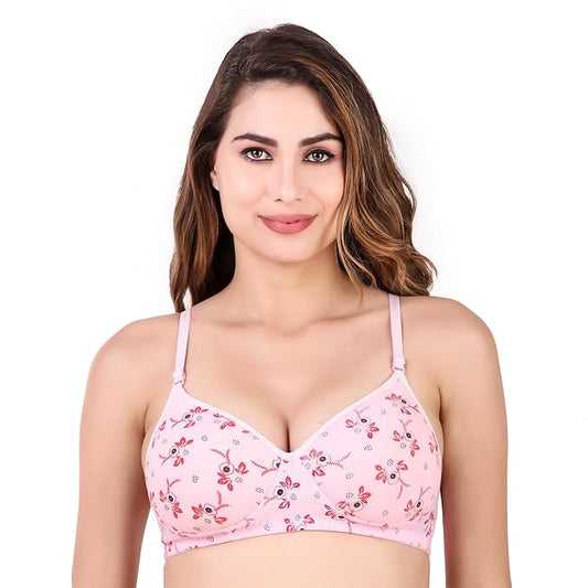 DISHAARA Women's PARI Bra B Cup - Pink | Comfortable Everyday Lingerie | Size 32