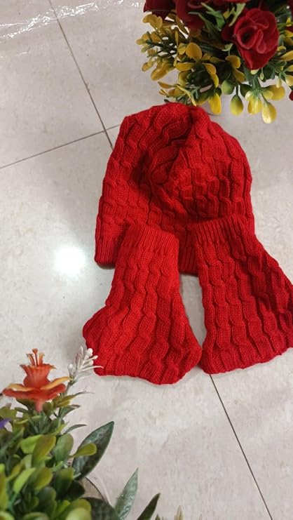 DISHAARA Kids Baby Knitted Winter Wear Set – Sweater, Pajama, Cap & Socks – Dark Red | Newborn Infant Toddler Winter Dress Set - New Born Baby Sweater