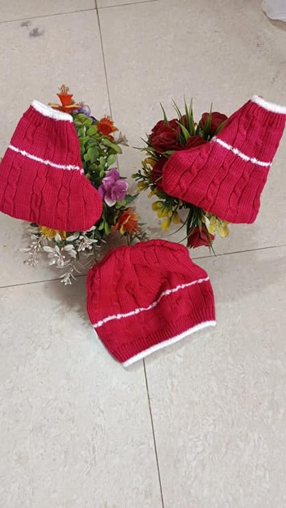 DISHAARA Kids Baby Knitted Winter Wear Set – Sweater, Pajama, Cap & Socks – Rose Pink | Infant Toddler Newborn Warm Outfit - New Born Baby Sweater
