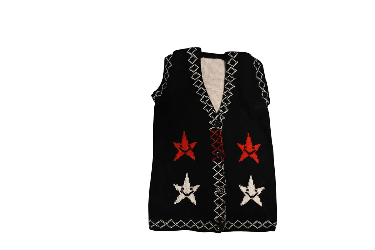 DISHAARA Newborn Baby Woolen Sweater  – Hand-Knitted Winter Vest with Star Design & Front Buttons – Soft & Warm Knitwear for Infants Black