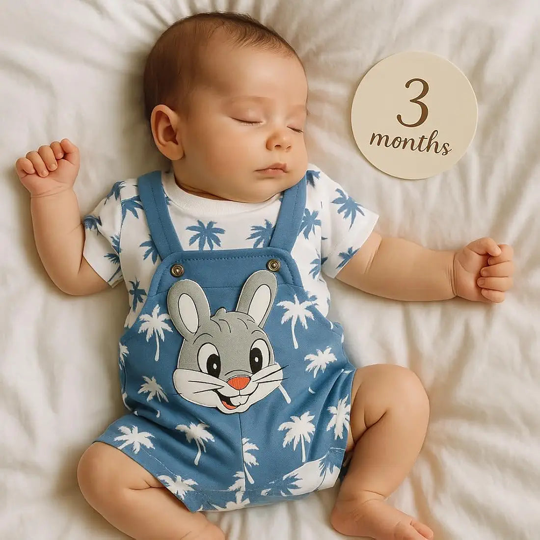 DISHAARA Fashion Newborn Baby Dungaree Set for Boys & Girls Cotton Rabbit Print Romper Dress Soft & Comfortable Baby Outfit for Kids, Infants & Toddlers 