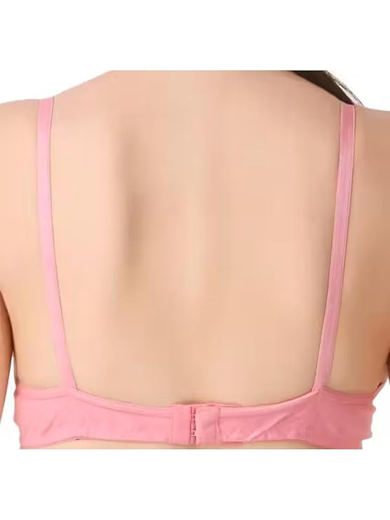 DISHAARA Women's Lotus Bra B Cup - Pink | Comfortable Everyday Lingerie | Size 32