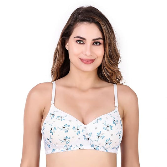 DISHAARA Women's PARI Bra B Cup - Blue | Comfortable Everyday Lingerie | Size 34