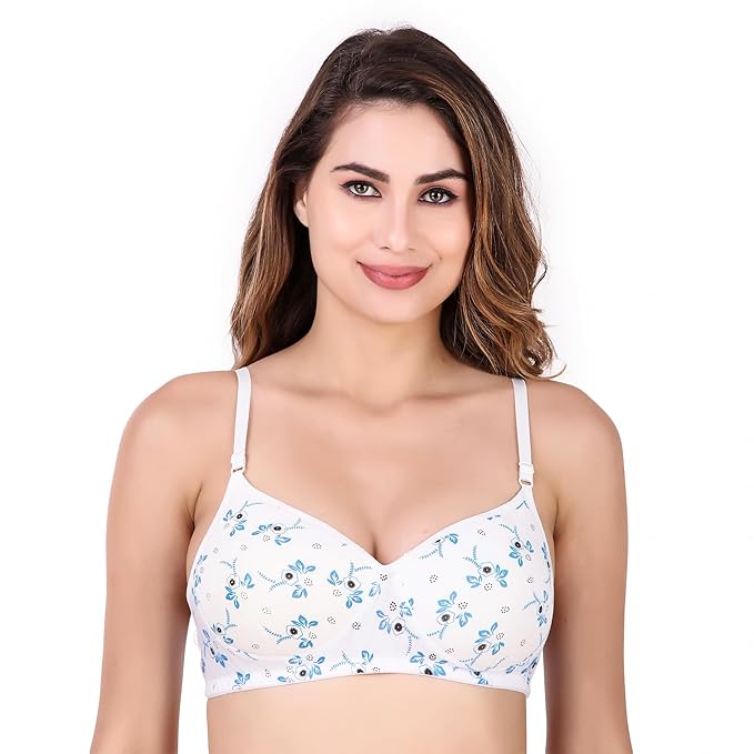 DISHAARA Women's PARI Bra B Cup - Blue | Comfortable Everyday Lingerie | Size 32