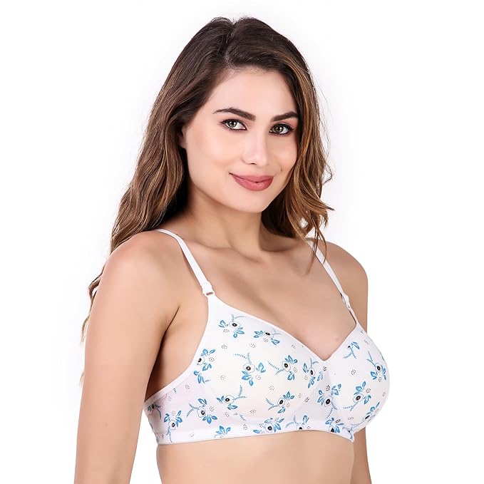 DISHAARA Women's PARI Bra B Cup - Blue | Comfortable Everyday Lingerie | Size 34
