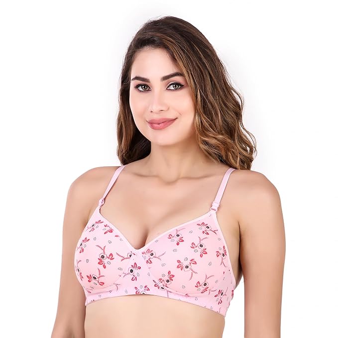 DISHAARA Women's PARI Bra B Cup - Pink | Comfortable Everyday Lingerie | Size 34