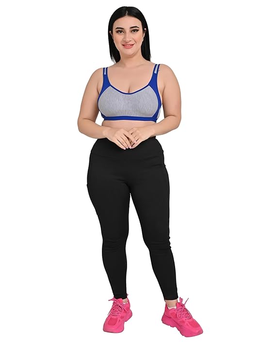 DISHAARA Women's Regal Bra B Cup - Grey & Blue | Comfortable Everyday Lingerie | Size 32