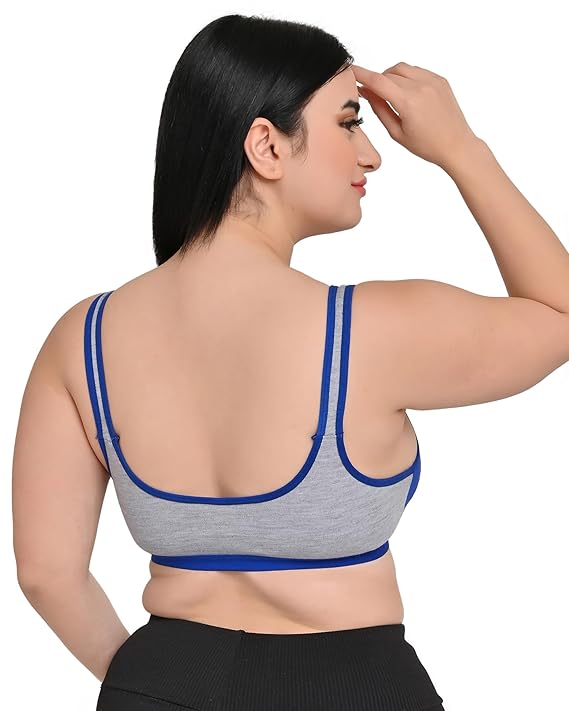 DISHAARA Women's Regal Bra B Cup - Grey & Blue | Comfortable Everyday Lingerie | Size 32