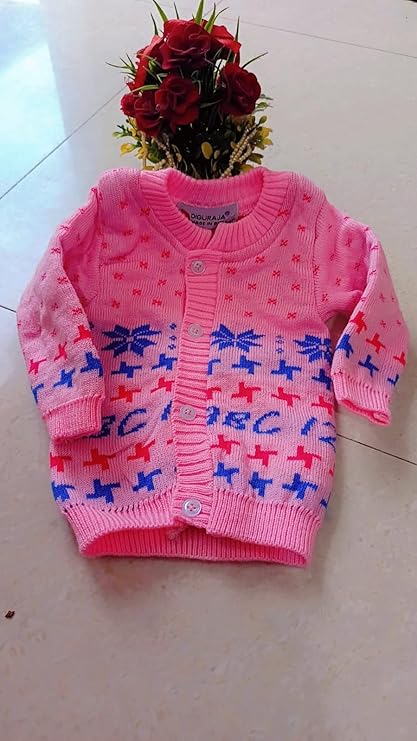 DISHAARA Kids Baby Knitted Winter Wear Set – Sweater, Pajama, Cap & Socks – Light Pink | Cozy Infant Toddler Winter Dress - New Born Baby Sweater