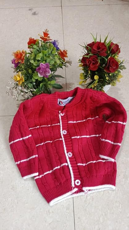 DISHAARA Kids Baby Knitted Winter Wear Set – Sweater, Pajama, Cap & Socks – Rose Pink | Infant Toddler Newborn Warm Outfit - New Born Baby Sweater